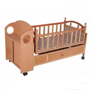 Customized Wooden Automatic Baby Swing Bed Crib , baby sleeping cot