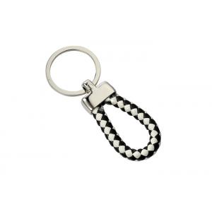 Black And White PU Braided Rope Leather Key Chains Weave Handmade Car Key Holder