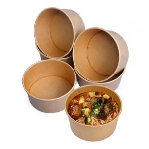 China Customized Disposable Heatable Food Packaging Boxes Round Kraft Paper Salad Plates Bowl supplier