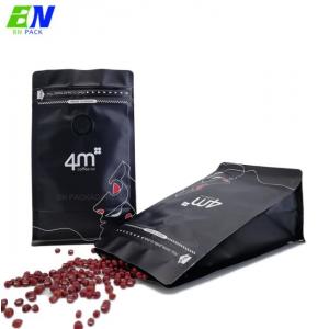 China 250gr Matte Black Flat Bottom Pouch Coffee Packaging Bag Coffee Bags With Valve supplier