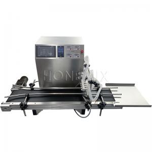 Small 4 Head Liquid Filling Machines Electric With Conveyor Belt