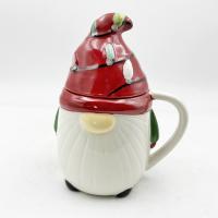 China Custom Creative 3D Spring Gnome Decorations Cups Christmas Ceramic Mugs With Lid on sale