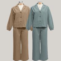 China Linen Fabric Formal Stylish Womens Suits Slim Fit Two Pieces Stylish Loungewear Set on sale