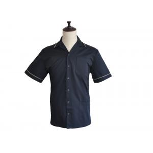 China White / Black Restaurant Work Wear , Mens Chef Jacket With Two Patch Bottom Pockets supplier