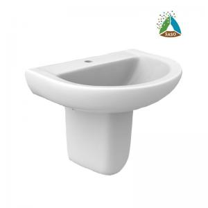 SASO Semi Freestanding Pedestal Basin Wall Hang With Overflow Sanitary Ware