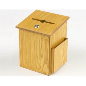 China Wooden Suggestion Box w/ Sign Holder, Side Pocket, Wall or Counter supplier