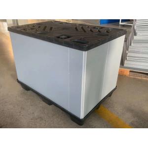 China 折りたたむプラスチックターンオーバーボックス 積み重ねられるパレット 袖箱 正方形 wholesale