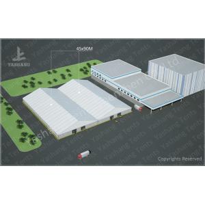 China 8000m² Big Logistics Outdoor Warehouse Tents Ridge Shape With Electric Roller Gate supplier