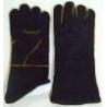 China 14 inch flame / spark Resistant Black Cow Split Leather Welding Gloves / Glove 11110BK wholesale