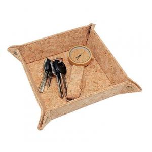 Eco-Friendly Vegan 8'' Natural Cork Tray for Jewelry, Key Phone, Coin Box Storage