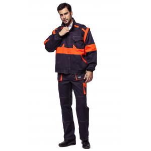 China 100% Cotton Fabric Industrial Work Uniforms With Orange Detachable Sleeves supplier