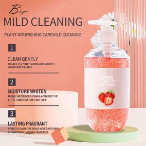 Mild Cleaning Whitening Shower Gel Strawberry Body Wash For Dry Skin