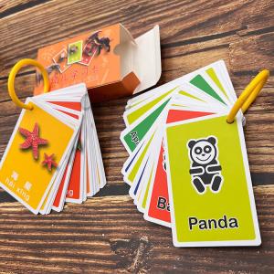 Eco Friendly Chinese Learning Cards , Kids Educational Flash Cards With Plastic Ring