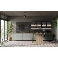 China Mint Green stylish PET Kitchen Cabinets Fitted With Wood Dining Table on sale