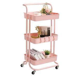 Snacks Carts Supermarket Accessories 3 Tier Rolling Utility Cart Coffee Bar Trolley