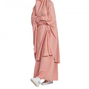 Arab Malay Abaya Women Turkey Robe Muslim Prayer Dress Solid Color Plus-Size
