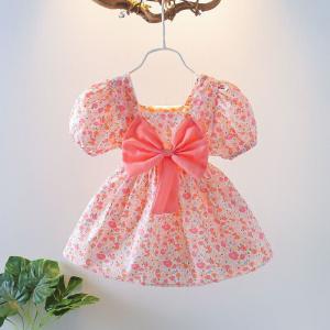 China Summer Short Sleeve Girl'S Floral Bow Dress XXS XS S M L XL supplier