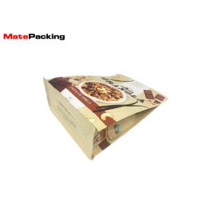 Flat Bottom Kraft Stand Up Pouches , Gravure Mold Printing Zip Lock Bags For Food