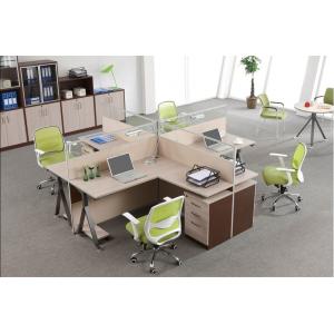 Custom Office Furniture Partitions With Storage Cabinet , 4 Person Workstation Desk