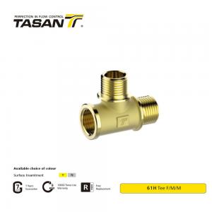 TASAN F/M/M Brass Pipe Fittings Brass Tee Connector With 8S21 Threads 61H
