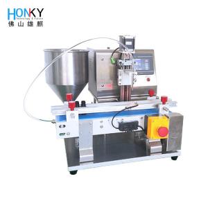 China Desktop Conveyor Type Skin Care Cream Bottle Filling Machine With Q-R Ceramic Piston Pump For Small Batch Packing wholesale