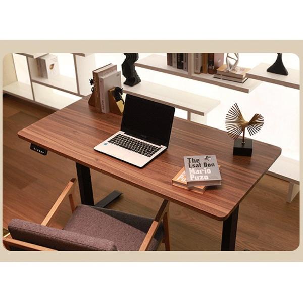 Leisure Sit and Stand Up Office Table with Custom Brown Wooden Grain Finish