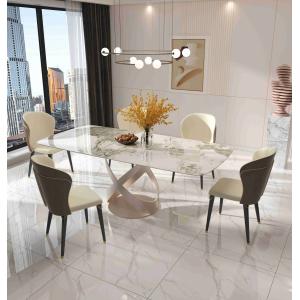 Luxury Contemporary Dining Table Chair Sets With X Stainless Teel Base