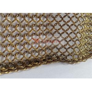 China Gold Color Chainmail Mesh Curtain Stainless Steel For Interior Design supplier