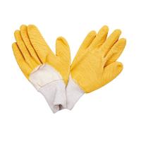 China Anti-slip 3/4 Coated Knit Wrist Work Gloves with Interlock Lining Flexible Yellow Latex on sale