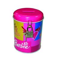 China round coin bank tin box with lock on sale