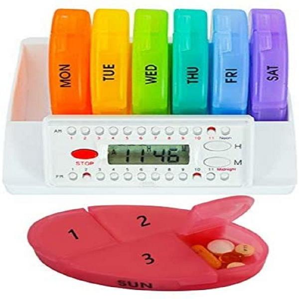 New design timer bottle organizer electronics lock timing medication box dispenser 4 Times a Day x 7 Day electronic pill