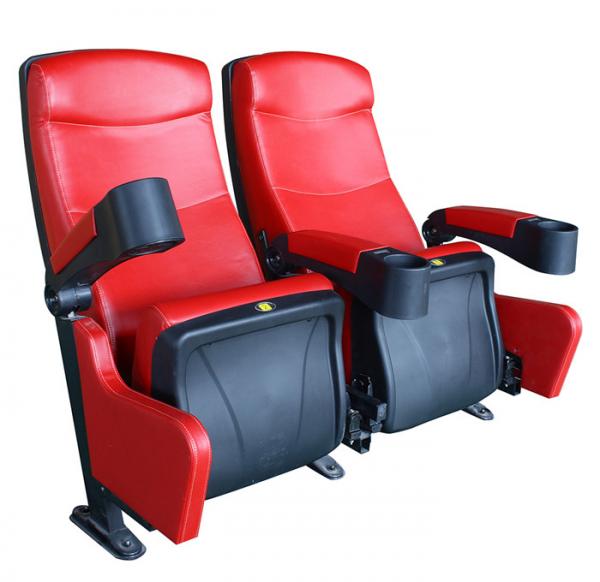 Row Light Movie Theater Seats Leather Covering Retractable Reliable Durable