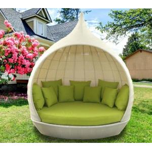 Modern Outdoor Garden Furniture Cage House PE Rattan Daybed Garden Sun Bed