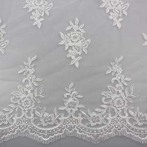 China Floral Embroidery Eyelash Corded Lace Fabric For Bridal Wedding Dresses supplier