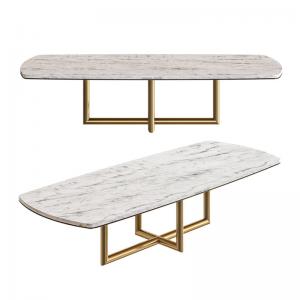 China Contemporary Luxury Rectangle Marble Dining Table For Dining Room supplier