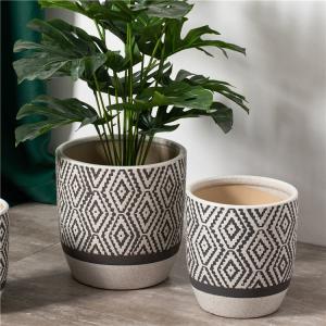 China suppliers bulk concise design indoor outdoor decorative flower planter pot embossed ceramic plant pots