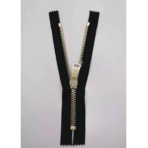 Gold Color Teeth Metal Zips For Bags / Heavy Duty Metal Zippers