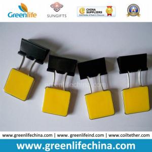 Yellow Square Plastic Handle Metal Binder Paper Clip Office Using