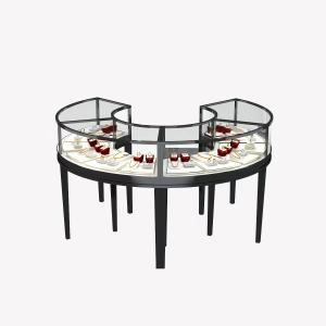 China Round Curved Jewelry Display Cabinet Oval jewellery glass counter Custom supplier