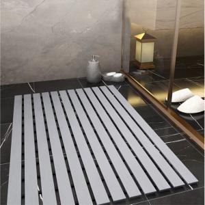 China Crossed Strips Non Skid PVC Floor Mat Rug For Shower Room 45CM*75CM Grey Tan supplier