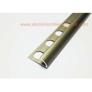 China Smooth Aluminium Tile Edge Trim , Protection Metal Edging Strip Matt Bronze Half Round wholesale