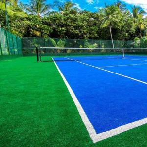 China Curled Plastic Blue Artificial Turf For Cricket Pitch Field Easy Keeping supplier