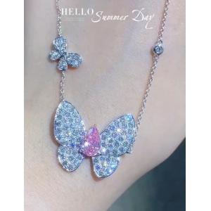 China Custom Lab Diamond Pendant Necklace Pear Cut Butterfly Shape 1.67ct supplier