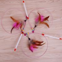 China Popular Handmade Interactive Cat Toys Soft Teaser Stick Toy With Feather on sale