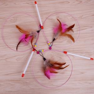 Popular Handmade Interactive Cat Toys Soft Teaser Stick Toy With Feather