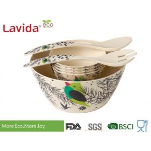 Dishwasher Safe Bamboo Salad Bowl Set , Bamboo Fruit Bowl High Temp Tolerance