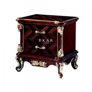 China Antique Veneer Wood Antique Bedside Table Nightstand supplier
