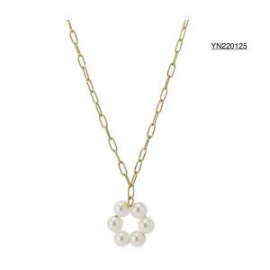 Engagement Torque Jewelry Necklace Gold Chain With Pearl Circle Pendant