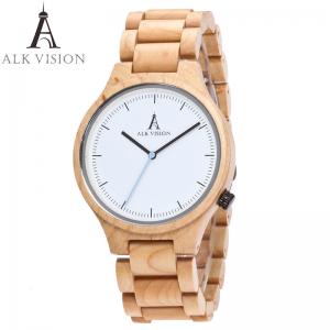 ALK Vision Wood watch male female couple watches maple wooden wrist watch for men women ladies Lovers Watch casual white