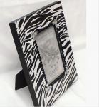 Decoupaged Wood Picture Frame with Zebra Stripes